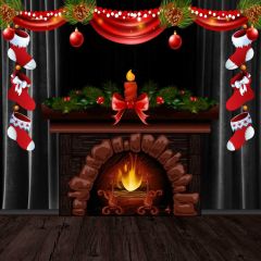 Stove Sock Bell Photography Scenery Backdrop Christmas Theme Banner BCE-094