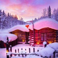 Snow House Fire Photography Scenery Backdrop Christmas Theme Banner BCE-095