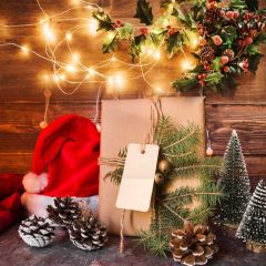 Fir Flower Bell Hat Photography Scenery Backdrop Christmas Theme Banner BCE-099