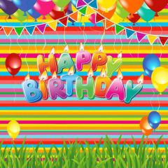 Flag Colors Grass Balloon Birthday Photography Scenery Backdrop Birthday Party Theme Banner BCE-102