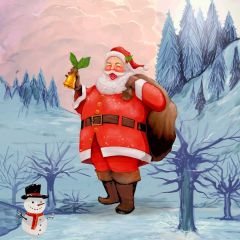 Santa Claus Snow Man Fir Photography Scenery Backdrop Christmas Theme Banner BCE-117
