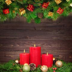 Fir Candle Floor Photography Scenery Backdrop Christmas Theme Banner BCE-127