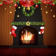 Mistletoe Bell Star Sock Photography Scenery Backdrop Christmas Theme Banner BCE-132