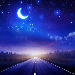 Moon Star Road Cloud Photography Scenery Backdrop Nature Theme Banner BCE-136