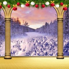 Bell Pillar Snow Firs Photography Scenery Backdrop Christmas Theme Banner BCE-138