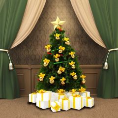 Satr Gift Tree Curtain Photography Scenery Backdrop Christmas Theme Banner BCE-139