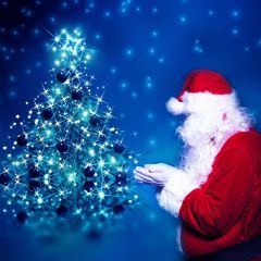 Santa Tree Snow Photography Scenery Backdrop Christmas Theme Banner BCE-151