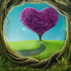 Blooming Tree Grass Photography Scenery Backdrop Love Theme Banner BCE-154