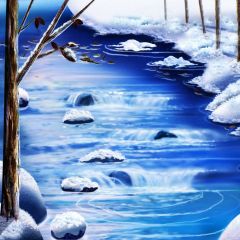 Snow River Wood Photography Scenery Backdrop Snow Theme Banner BCE-166