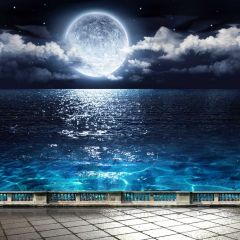 Moon Sea Cloud Photography Scenery Backdrop Ocean Theme Banner BCE-180