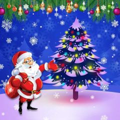 Santa Fir Bell Mistletoe Photography Scenery Backdrop Christmas Theme Banner BCE-198