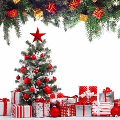 Christmas Tree Star Gift Mistletoe Photography Scenery Backdrop Christmas Theme Banner BCE-200