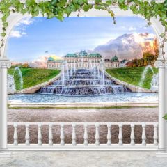 Pillar View Leaves Photography Scenery Backdrop Terrace Scenery Theme Banner BCE-202