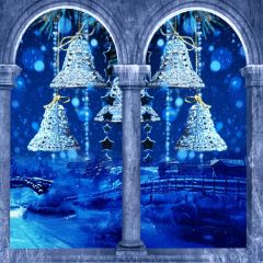 Bell Arch Snow Wintery Day Photography Scenery Backdrop Christmas Theme Banner BCE-203
