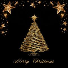 Fir Star Black Photography Scenery Backdrop Christmas Theme Banner BCE-204