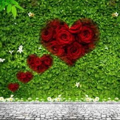 Heart Rose Grass Photography Scenery Backdrop Birthday Party Theme Banner BCE-208