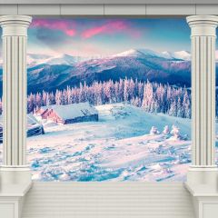 Snow Scene Arch Tree Photography Scenery Backdrop Snow Theme Banner BCE-210