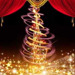 Curtain Christmas Tree Light Photography Scenery Backdrop Christmas Theme Banner BCE-214