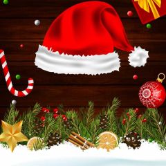 Hat Mistletoe Gift Bell Photography Scenery Backdrop Christmas Theme Banner BCE-218