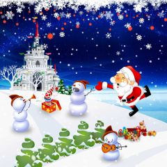 Snowman Santa Snowflake Castle Photography Scenery Backdrop Christmas Theme Banner BCE-219