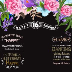 Birthday Flourish Leaves Photography Scenery Backdrop Birthday Party Theme Banner BCE-226