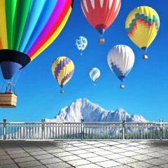 Balloon Erath Railing Photography Scenery Backdrop Nature Theme Banner BCE-250