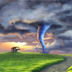 Hurricane Grassland House Photography Scenery Backdrop Nature Theme Banner BCE-256