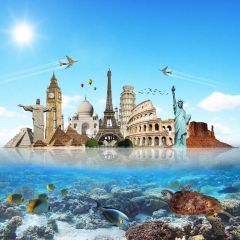 Plane Sea Animal Photography Scenery Backdrop Landmark Theme Banner BCE-257