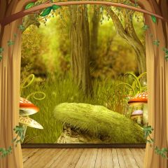 Grass Mushroom Tree Photography Scenery Backdrop Nature Theme Banner BCE-264