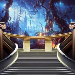 Tree Stairs Fire Darkness Photography Scenery Backdrop Halloween Theme Banner BCE-271