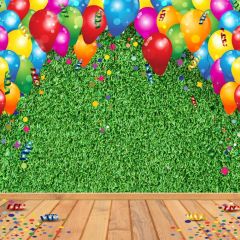 Grassland Balloon Floor Photography Scenery Backdrop Birthday Party Theme Banner BCE-273