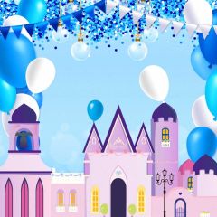 Castle Balloon Flag Light Photography Scenery Backdrop Architectural Theme Banner BCE-274