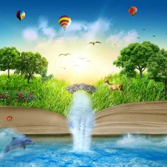 Stag Greatfall Stream Photography Scenery Backdrop Fantasy Theme Banner BCE-288