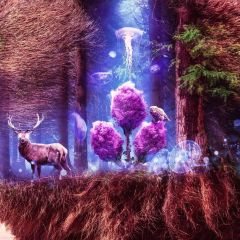 Deer Forest Root Photography Scenery Backdrop Fantasy Theme Banner BCE-292