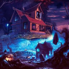 Architecture Ghost Pumpkin Photography Scenery Backdrop Halloween Theme Banner BCE-307