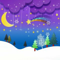 Star Moon Wood Photography Scenery Backdrop Night Theme Banner BCE-308
