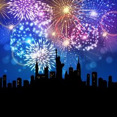 Firework Statue Of Liberty Photography Scenery Backdrop Festival Celebration Theme Banner BCE-309