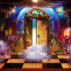 Garland Gate Light Photography Scenery Backdrop Flowers Theme Banner BCE-310