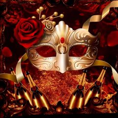 Flower Mask Wine Bottle Photography Scenery Backdrop Masquerade Theme Banner BCE-314
