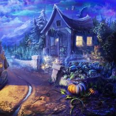 Pumpkin Cottage Photography Scenery Backdrop Halloween Theme Banner BCE-316