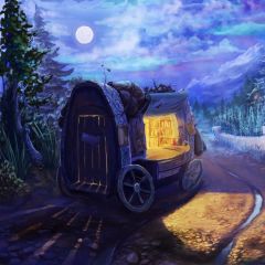 Book Wagon Road Pine Photography Scenery Backdrop Night Theme Banner BCE-320