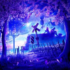 Lovers Crossing Tree Photography Scenery Backdrop Night Theme Banner BCE-325