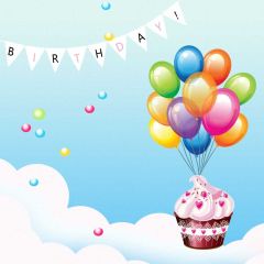 Birthday Balloon Ice Cream Photography Scenery Backdrop Birthday Party Theme Banner BCE-336