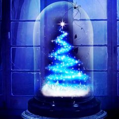 Christmas Tree Blue Photography Scenery Backdrop Christmas Theme Banner BCE-339