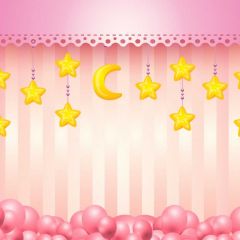 Star Moon Pink And Yellow Photography Scenery Backdrop Birthday Party Theme Banner BCE-340