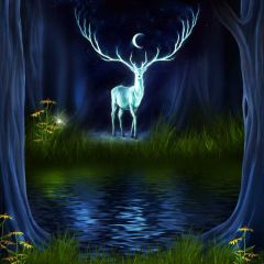 Deer Stream Tree Photography Scenery Backdrop Fantasy Theme Banner BCE-349