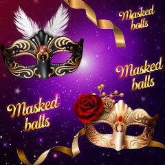 Mask Plumage Photography Scenery Backdrop Masquerade Theme Banner BCE-362