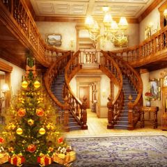 Christmas Tree Indoor View Photography Scenery Backdrop Christmas Theme Banner BCE-373