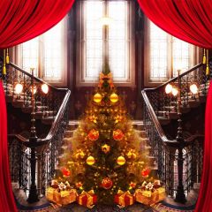 Christmas Tree Curtain Photography Scenery Backdrop Christmas Theme Banner BCE-374
