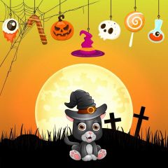 Worm Pumpkin Skull Photography Scenery Backdrop Halloween Theme Banner BCE-389